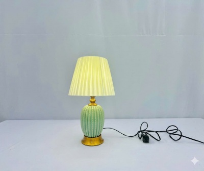 Đèn Bàn Cao Cấp DB70 – Đèn Trang Trí Gốm Sứ Sọc Dọc Màu Xanh Ngọc Tươi Mới Hiện Đại Cho Phòng Ngủ Và Phòng Khách