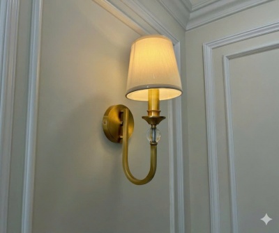 Đèn Vách Tường Trang Trí Cao Cấp VDC03 - Thân Đồng Chao Vải Tân Cổ Điển