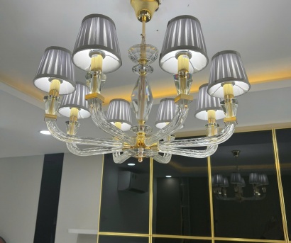 Đèn chùm nến chao vải hiện đại 