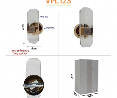 Đèn Tường Pha Lê Bọt Nước Cao Cấp VPL123 (Ánh Sáng Vàng 3000K Sang Trọng)