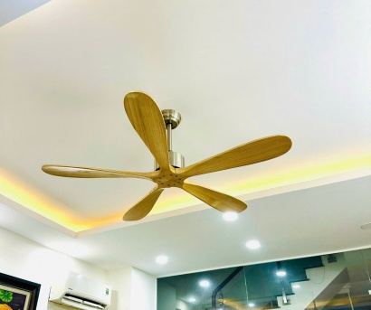 Quạt Trần Cánh Gỗ Cao Cấp QT52154 – Động Cơ DC 35W Siêu Tiết Kiệm Điện, Thiết Kế 5 Cánh Gỗ Hiện Đại