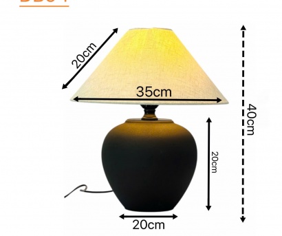 Đèn Bàn Cao Cấp DB94 – Đèn Trang Trí Thân Gốm Bầu Đen Hiện Đại Kiểu Dáng Minimalist Đẳng Cấp Cho Phòng Khách Và Phòng Ngủ