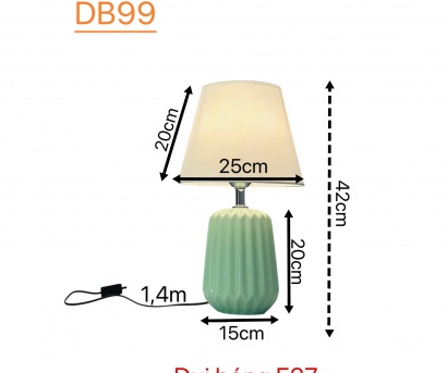 Đèn Bàn Cao Cấp DB99 – Đèn Trang Trí Gốm Sứ Sọc Dọc Xanh Pastel Hiện Đại Tối Giản Cho Tab Đầu Giường Và Bàn Sofa