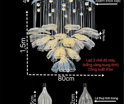 Đèn Chùm Thả Trần Hiện Đại THD32 – Đèn Trang Trí Thủy Tinh Cao Cấp Sang Trọng Cho Phòng Khách Và Bàn Ăn