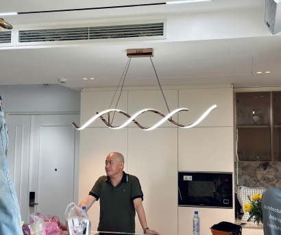 Đèn Thả Hiện Đại THD9122T1200 – Đèn LED Trang Trí Inox Hồng Champagne Sóng Lượn Đẳng Cấp Cho Bàn Ăn Và Quầy Bar
